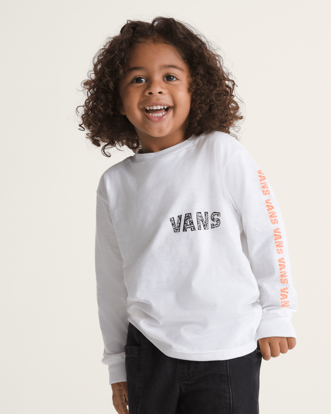 Little Kids Racing Flames Long Sleeve T-Shirt in White | Vans near me