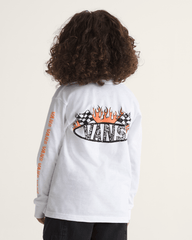 Little Kids Racing Flames Long Sleeve T-Shirt in White | Vans near me