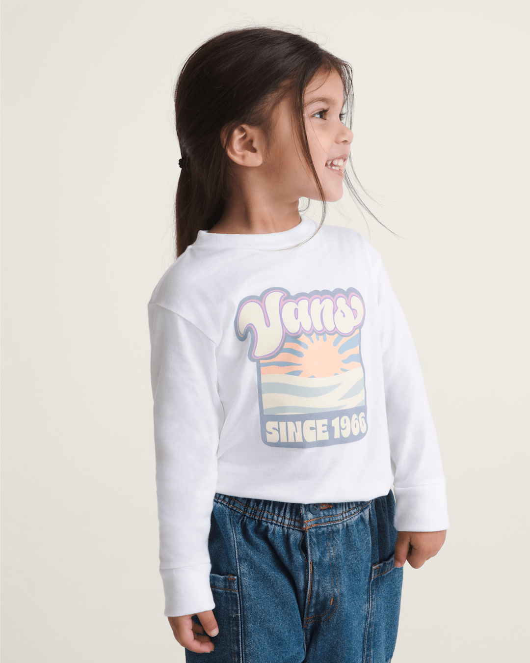 Little Kids Sun Dip Long Sleeve T-Shirt in White | Vans discount