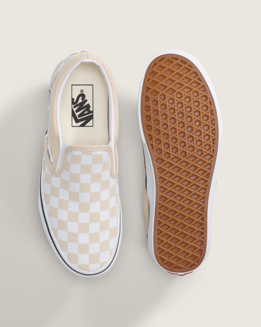 Classic Slip-On Checkerboard Shoe in Checkerboard Creme Brule Beige | Vans discount